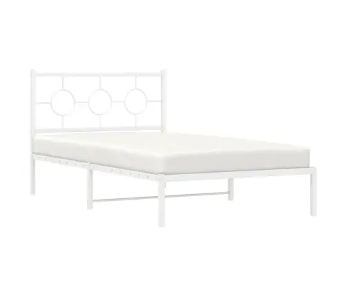 Metallist Voodiraam Peatsi Ja Jalutsiga, Valge, 107X203 Cm