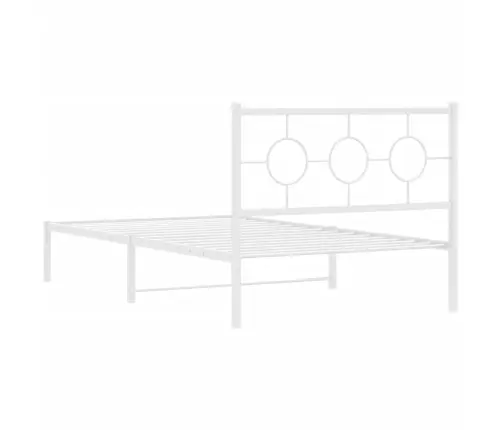 Metallist Voodiraam Peatsi Ja Jalutsiga, Valge, 107X203 Cm