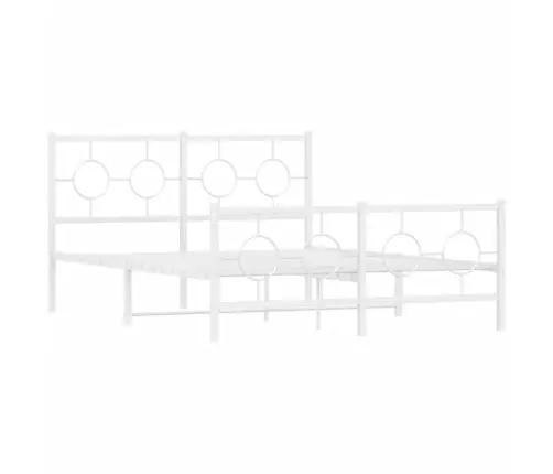 Gultas Rāmis Ar Galvgali Un Kājgali, Balts Metāls, 140X190 Cm Vidaxl