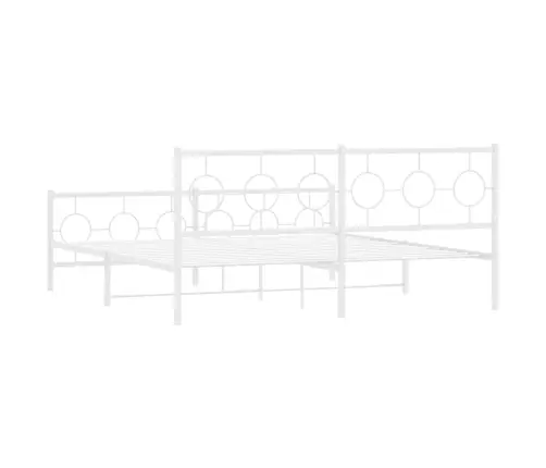Gultas Rāmis Ar Galvgali Un Kājgali, Balts Metāls, 180X200 Cm Vidaxl