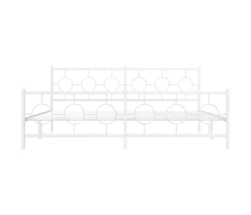 Metallist Voodiraam Peatsi Ja Jalutsiga, Valge, 200 X 200 Cm