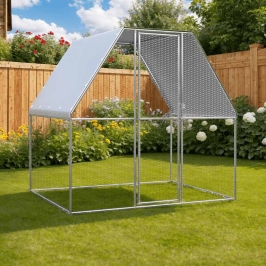 Vistu Būris, 2X2X2 M, Sudrabains Un Pelēks, Cinkots Tērauds Vidaxl