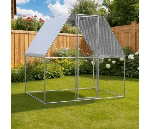 Vistu Būris, 2X2X2 M, Sudrabains Un Pelēks, Cinkots Tērauds Vidaxl