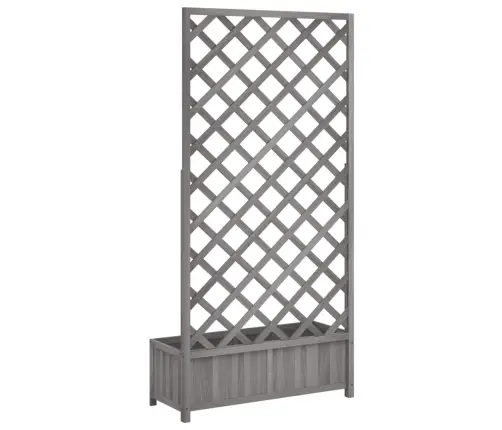 Puķu Kaste Ar Špaleru, Pelēka, Egles Masīvkoks Vidaxl