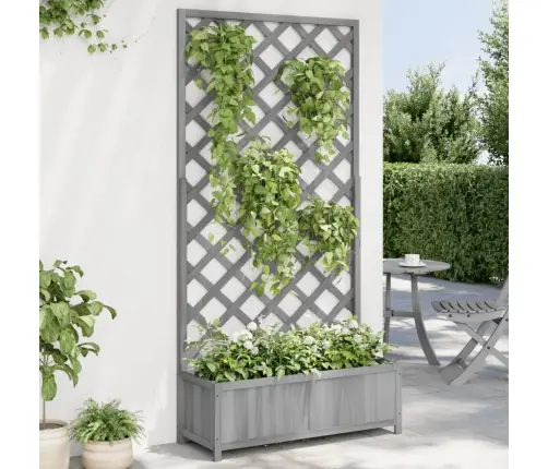 Puķu Kaste Ar Špaleru, Pelēka, Egles Masīvkoks Vidaxl