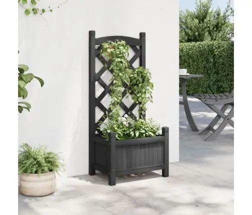 Puķu Kaste Ar Špaleru, Melna, Egles Masīvkoks Vidaxl