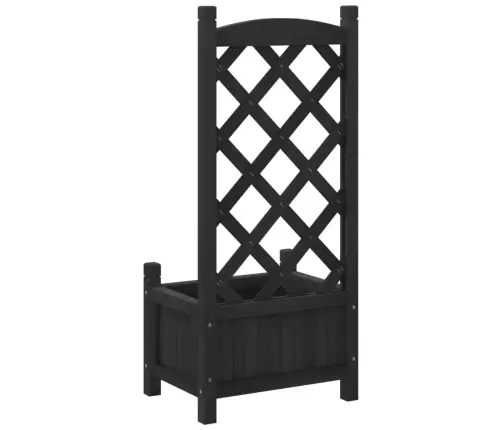 Puķu Kaste Ar Špaleru, Melna, Egles Masīvkoks Vidaxl