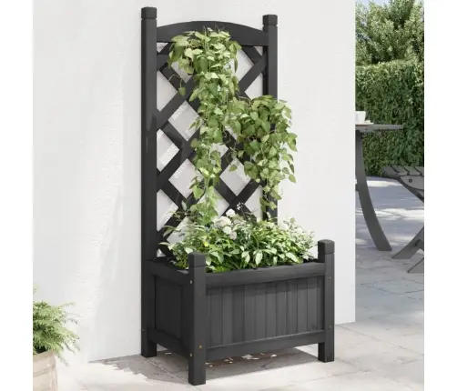 Puķu Kaste Ar Špaleru, Melna, Egles Masīvkoks Vidaxl