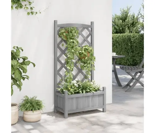 Puķu Kaste Ar Špaleru, Pelēka, Egles Masīvkoks Vidaxl