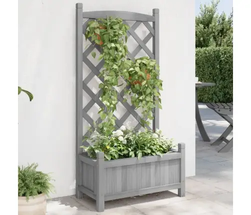 Puķu Kaste Ar Špaleru, Pelēka, Egles Masīvkoks Vidaxl