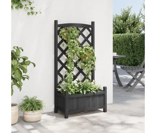 Puķu Kaste Ar Špaleru, Melna, Egles Masīvkoks Vidaxl