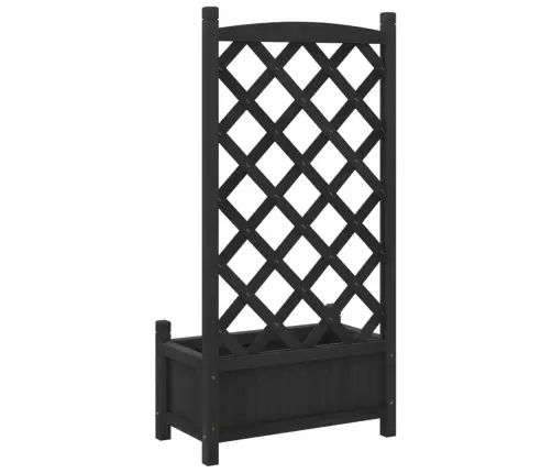 Puķu Kaste Ar Špaleru, Melna, Egles Masīvkoks Vidaxl