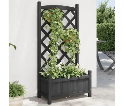 Puķu Kaste Ar Špaleru, Melna, Egles Masīvkoks Vidaxl