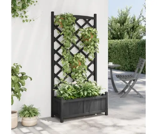 Puķu Kaste Ar Špaleru, Melna, Egles Masīvkoks Vidaxl