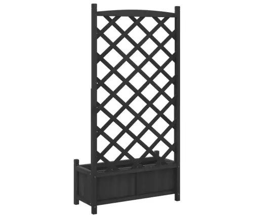 Puķu Kaste Ar Špaleru, Melna, Egles Masīvkoks Vidaxl
