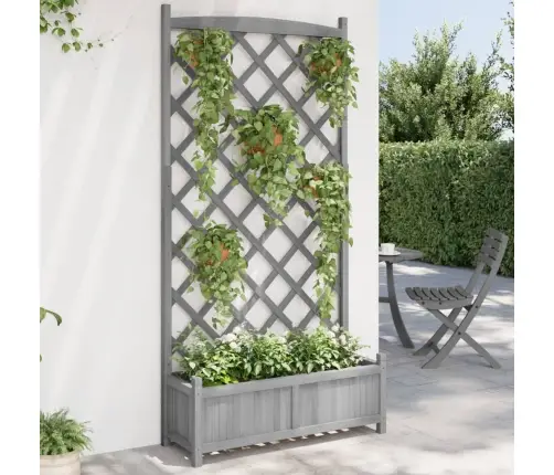 Puķu Kaste Ar Špaleru, Pelēka, Egles Masīvkoks Vidaxl