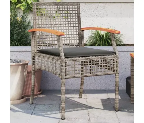 Dārza Krēsli Ar Matračiem, 2Gb., Pelēka Pe Rotangpalma, Akācija Vidaxl