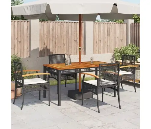 Dārza Krēsli Ar Matračiem, 4 Gb., Melna Pe Rotangpalma, Akācija Vidaxl