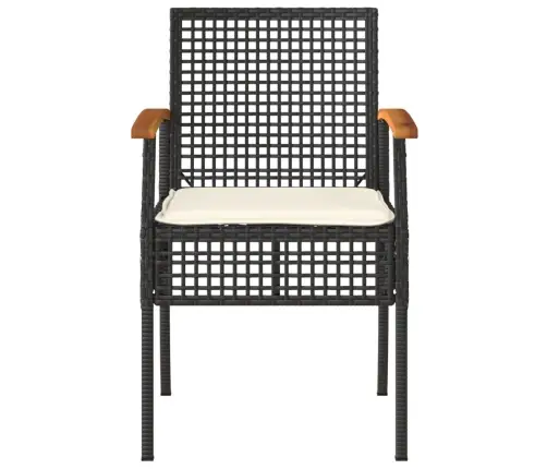 Dārza Krēsli Ar Matračiem, 4 Gb., Melna Pe Rotangpalma, Akācija Vidaxl