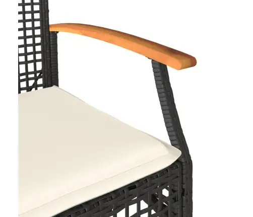 Dārza Krēsli Ar Matračiem, 4 Gb., Melna Pe Rotangpalma, Akācija Vidaxl