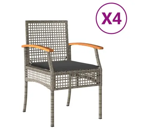 Dārza Krēsli Ar Matračiem, 4Gb., Pelēka Pe Rotangpalma, Akācija Vidaxl