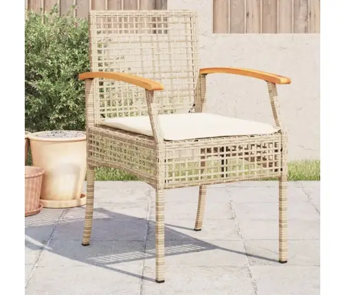 Dārza Krēsli Ar Matračiem, 4 Gb., Bēša Pe Rotangpalma, Akācija Vidaxl