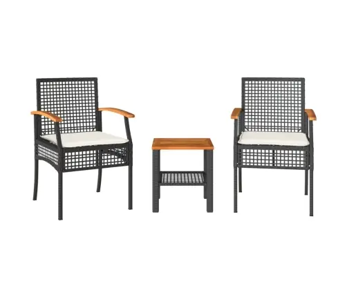3-Daļīgs Bistro Mēbeļu Komplekts, Melna Pe Rotangpalma, Akācija Vidaxl 3-Daļīgs Bistro Mēbeļu Komplekts, Melna Pe Rotangpalma, Akācija Vidaxl