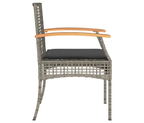 3-Daļīgs Bistro Mēbeļu Komplekts, Matrači,Pelēka Pe Rotangpalma Vidaxl