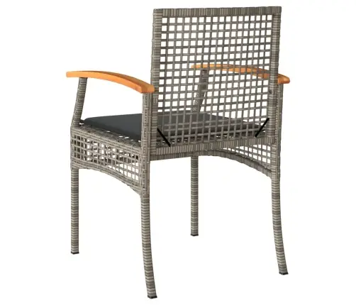 3-Daļīgs Bistro Mēbeļu Komplekts, Matrači,Pelēka Pe Rotangpalma Vidaxl