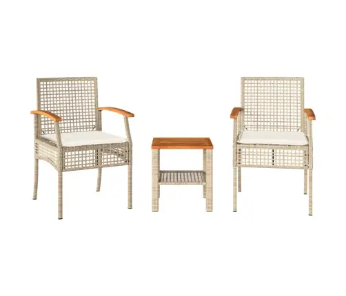 Bistro Komplektas, 3 Dalių, Smėlio, Poliratanas Ir Akacija