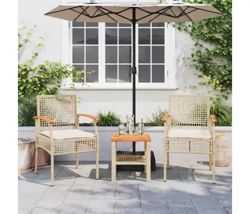 Bistro Komplektas, 3 Dalių, Smėlio, Poliratanas Ir Akacija