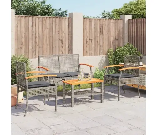 4-Daļīgs Dārza Atpūtas Mēbeļu Komplekts, Pelēka Pe Rotangpalma Vidaxl