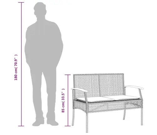 4-Daļīgs Dārza Atpūtas Mēbeļu Komplekts, Pelēka Pe Rotangpalma Vidaxl