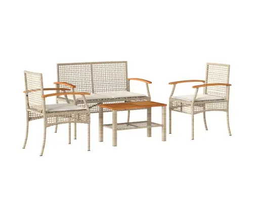 4-Daļīgs Dārza Atpūtas Mēbeļu Komplekts, Bēša Pe Rotangpalma Vidaxl