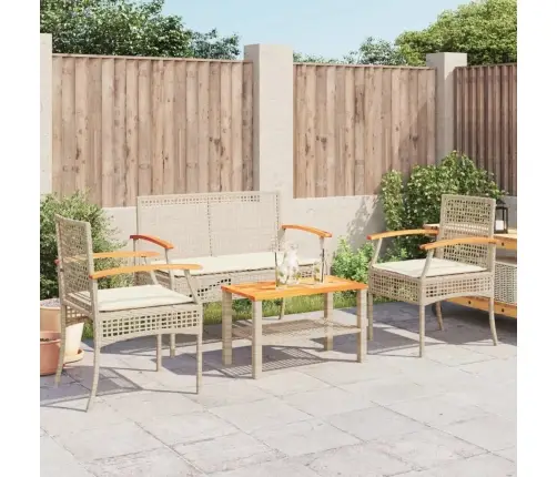 4-Daļīgs Dārza Atpūtas Mēbeļu Komplekts, Bēša Pe Rotangpalma Vidaxl