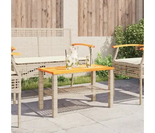 Dārza Galds, 70X38X42 Cm, Bēša Pe Rotangpalma, Akācijas Koks Vidaxl