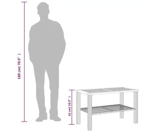 Dārza Galds, 70X38X42 Cm, Bēša Pe Rotangpalma, Akācijas Koks Vidaxl