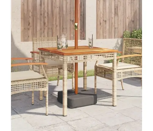 Dārza Galds, Bēšs, 80X80X75 Cm, Pe Rotangpalma, Akācija Vidaxl