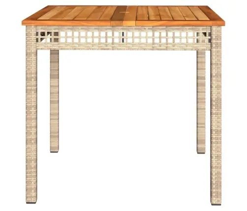 Dārza Galds, Bēšs, 80X80X75 Cm, Pe Rotangpalma, Akācija Vidaxl