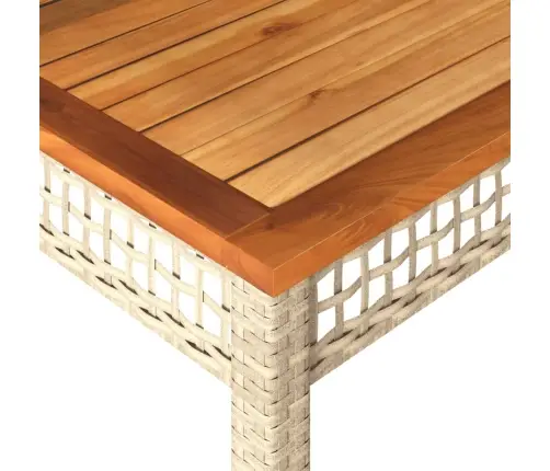 Dārza Galds, Bēšs, 80X80X75 Cm, Pe Rotangpalma, Akācija Vidaxl