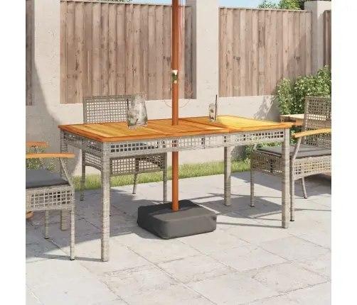 Sodo Stalas, Pilkas, 140X80X75cm Poliratanas Ir Akacija