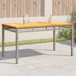 Sodo Stalas, Pilkas, 140X80X75cm Poliratanas Ir Akacija
