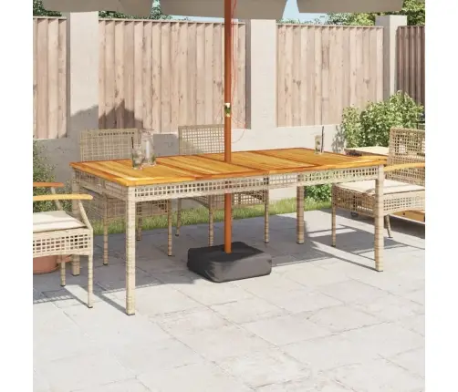 Dārza Galds, 180X90X75 Cm, Bēša Pe Rotangpalma, Akācijas Koks Vidaxl