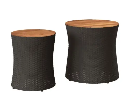 Šoniniai Sodo Staliukai, 2Vnt., Juodi, Poliratanas