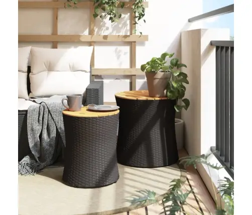 Šoniniai Sodo Staliukai, 2Vnt., Juodi, Poliratanas