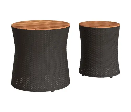 Šoniniai Sodo Staliukai, 2Vnt., Juodi, Poliratanas