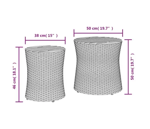 Šoniniai Sodo Staliukai, 2Vnt., Juodi, Poliratanas