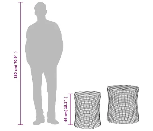 Dārza Galdiņi, 2 Gab., Koka Virsma, Bēši, Pe Rotangpalma Vidaxl