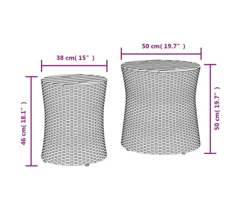 Dārza Galdiņi, 2 Gab., Koka Virsma, Bēši, Pe Rotangpalma Vidaxl