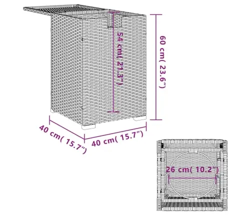 Gāzes Balona Pārsegs, Melns, 40X40X60 Cm, Pe Rotangpalma Vidaxl